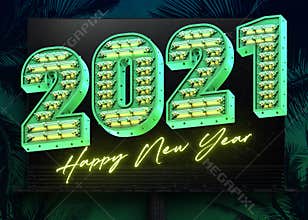 Green Yellow 3D Steampunk Neon 2021 Sign