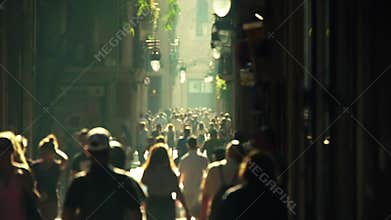 Crowded street. Slow motion 4k