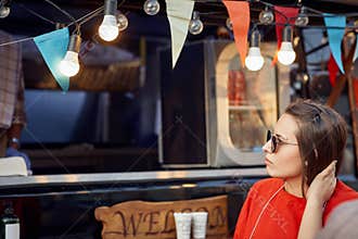 Street Food Truck Selling Burgers