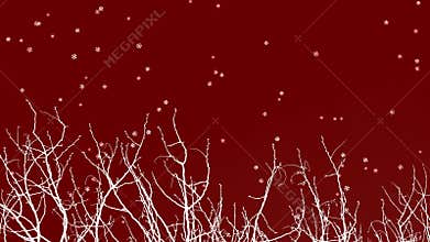 Christmas night snow frozen tree branches