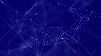 Data technology and scientific illustration. Abstract motion background of connected dots and lines.3d Seamless loop. 4K