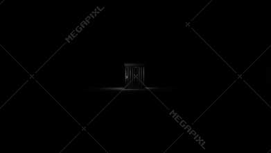 The prison in the center of the dark room. A symbol of crime and detention.
