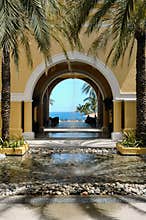 View of ocean through archway in Cabo San Lucas, Mexico