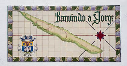 Welcome to Sao Jorge sign in Velas, Azores Islands, Portugal