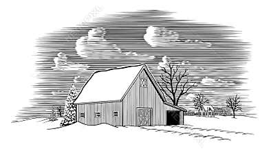 Winter Barn Scene