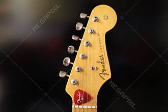 Headstock of the electric guitar