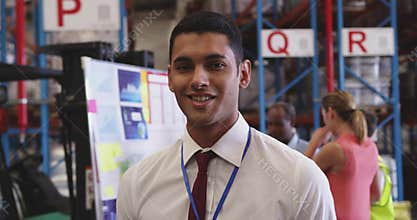 Portrait of a young man in a warehouse 4k