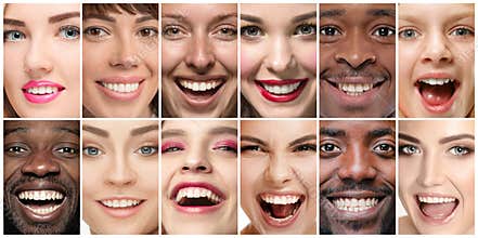 Beautiful close up portraits, concept of teeth treatment