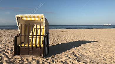 Typical beach chair on the beach in Ahlbeck.
