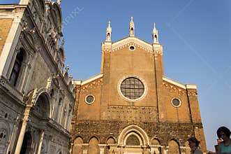 The Venetian churches. Facades, frontons, roofs and belfries