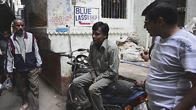 People at street passage in Varanasi