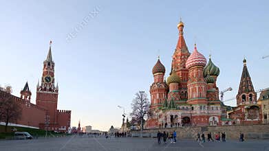 View of the Moscow Kremlin, Red Square and St. Basil`s Cathedral