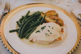 Chicken meal at a wedding