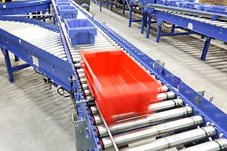Totes on a Conveyor Belt