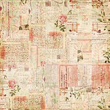 Vintage paper ephemera, text and flowers collage