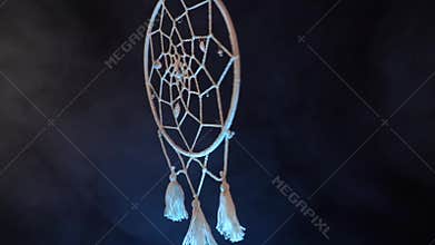 Dream catcher surrounded by cold smoke. curse, witchcraft and magic.