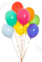 Colourful balloons bunch isolated on white