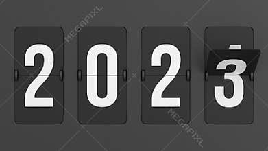 Flip black scoreboard 2024. 3D render