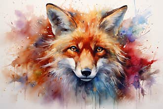 watercolor Fox Hand painted Watercolor illustration of Fox