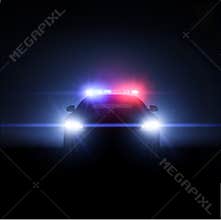 Police car with full array of lights.