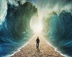 Walking through the water