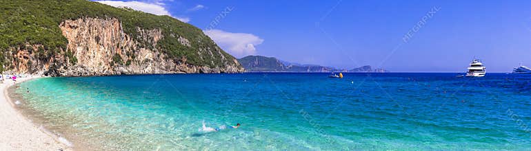 Best beaches of Epirus, Greece. Panorama of Lichnos