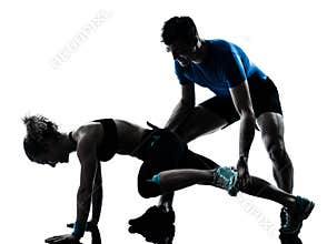 Man woman exercising legs workout fitness