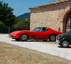 Rally of classic cars Chevrolet Corvette Mako Shark in Pesaro