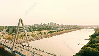 Bond Bridge and Kansas City skyline late afternoon.