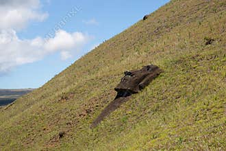 Moai statues in the Rano Raraku Volcano in Easter Island