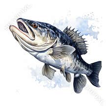 Hyper-realistic Watercolor Painting Of A Cod With High Contrast