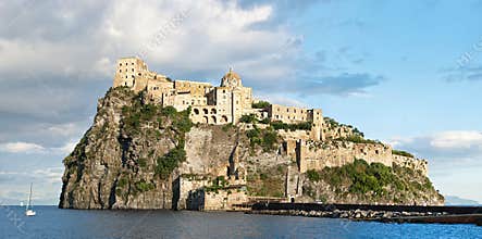 Panorama of medieval Aragonese castle, Ischia island - Italy