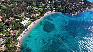 Sardegna island best beaches in Costa Smeralda, arial video