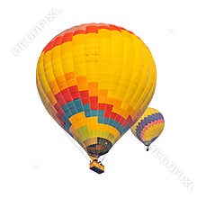 Two Hot Air Balloons Isolated on a White Background