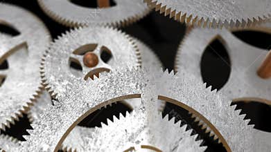 focuse on the inscription COMMITMENT on the gear