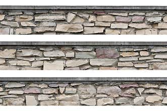 Stone fence panorama panoramic stonewall isolated