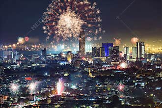 George Town City view from Penang Hill during new year