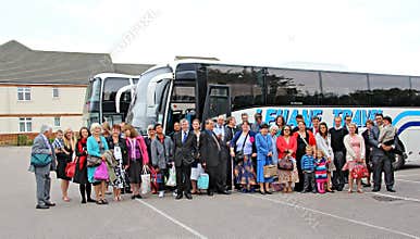 Coach party tourists
