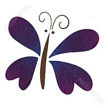 Abstract purple butterfly illustration for decoration on nature garden.