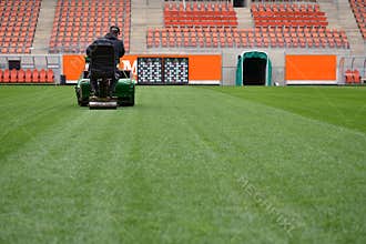 Mowing grass