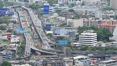 Traffic flows smoothly on raised highway