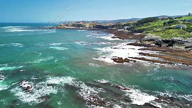 Breathtaking Aerial View Showcasing Stunning Coastal Seascape and Dramatic Rocky Shoreline