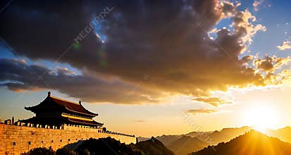 Majestic Great Wall of China at Sunset â€“ Golden Hour Majesty
