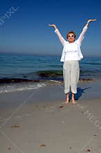 Senior woman soaking up sun