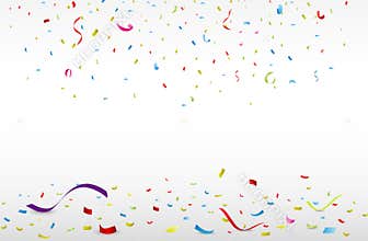 Celebration with colorful ribbon and confetti