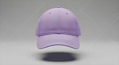 Minimalist Lavender Baseball Cap Floating on Gray Background