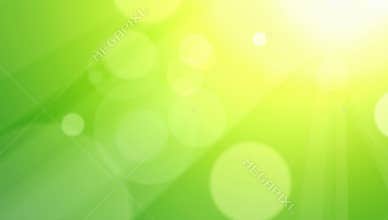 Green and yellow abstract background with bokeh effect and sunbeams