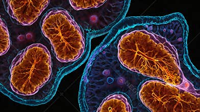 Fluorescence Confocal Microscopy Image of Protein Modification Inside the Golgi Apparatus