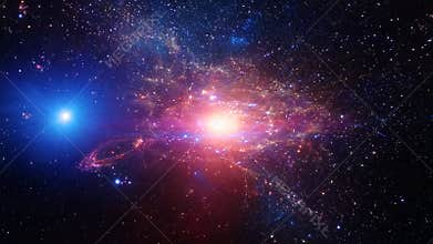 A mesmerizing of a cosmic web, illustrating the large-scale structure of the universe with filaments of dark matter connecting