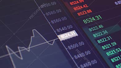 Rapid change of stock market with Exchange and bid, offer, volume on screen display